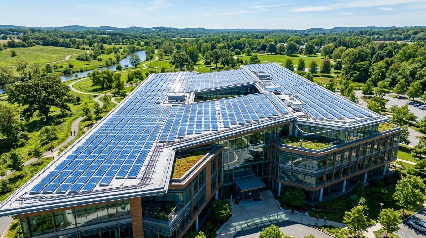 Commercial rooftop solar energy installation